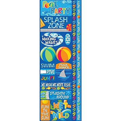 Reminisce Signature Series Cardstock Combo Stickers, 4.25 by 12-Inch, Pool Party
