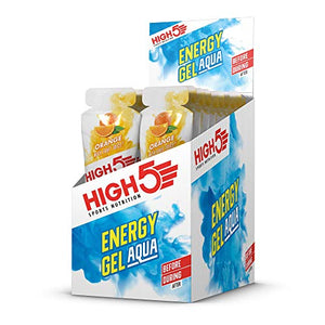 HIGH5 Energy Gel Aqua Liquid Quick Release Energy On The Go from Natural Fruit Juice (20 x 66g Sachets) (Orange)