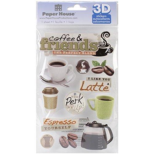 Paper House Productions STDM-154E 3D Stickers, Coffee Talk