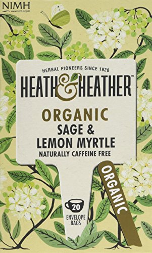 Heath & Heather Organic Sage and Lemon Myrtle Teabags (Pack of 6, Total 120)