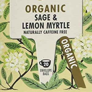 Heath & Heather Organic Sage and Lemon Myrtle Teabags (Pack of 6, Total 120)