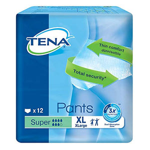 TENA Pants Super XL Disposable Breathable Pack of 12