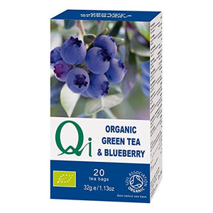 Qi Organic Green Tea & Blueberry 20 Tea Bags (Pack of 2)