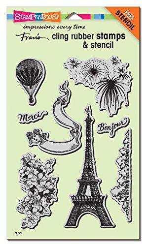 STAMPENDOUS Cling Stamp Set, Paris Bonjour