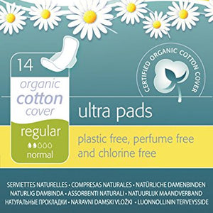 Natracare Natural Ultra Pads W/Wings Regular W/Organic Cotton Cover - 14 Pack