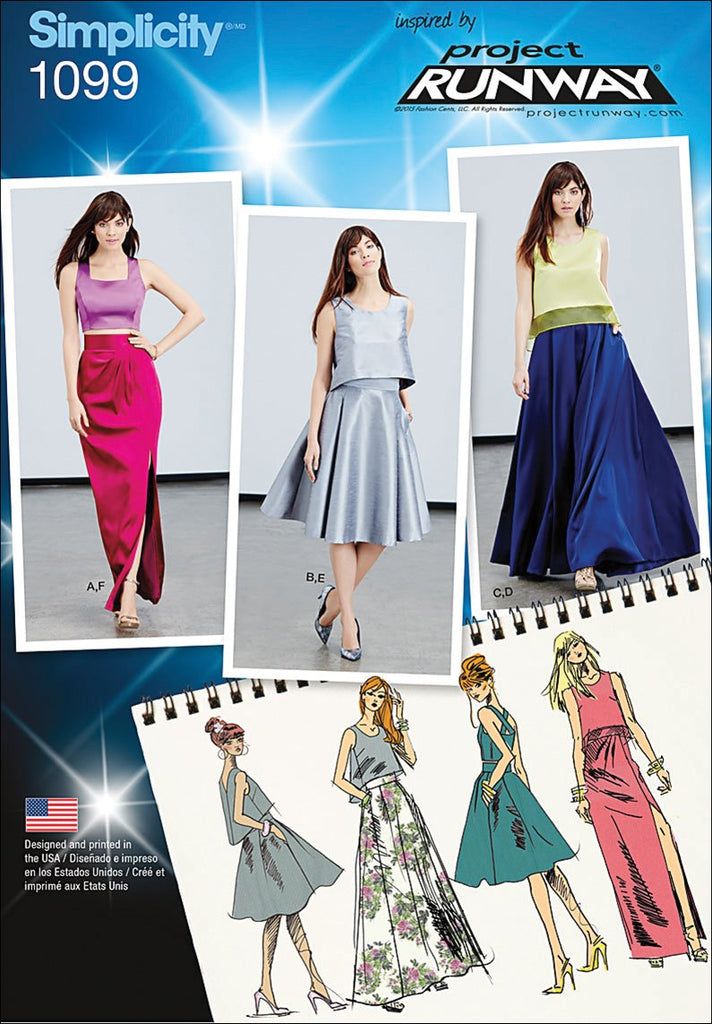 SIMPLICITY Patterns 1099 Misses' Full Slim Skirt and Tops, D5 (4-6-8-10-12)