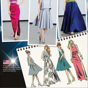 SIMPLICITY Patterns 1099 Misses' Full Slim Skirt and Tops, D5 (4-6-8-10-12)