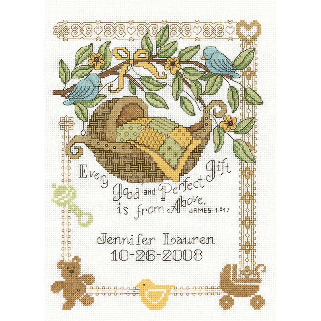 Perfect Gift Birth Record Counted Cross Stitch Kit-7.5x10 14 Count