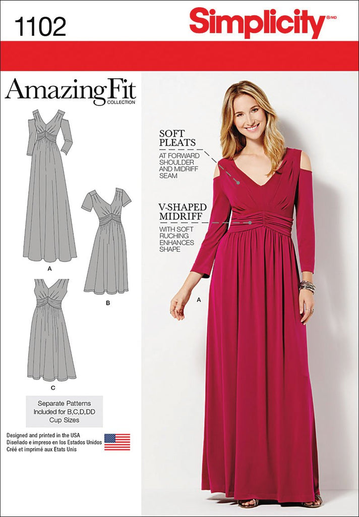 Simplicity Amazing Fit Pattern 1102 Women's Knit Dress with Variations Sizes 20W-28W
