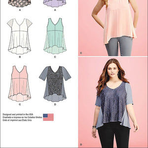SIMPLICITY Patterns 1107 Misses' Tops with Fabric Variations, A (XXS-XS-S-M-L-XL-XXL)