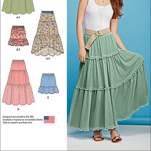 SIMPLICITY Patterns 1110 Misses' Tiered Skirt with Length Variations, A (XXS-XS-S-M-L-XL-XXL)