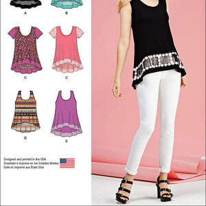SIMPLICITY Patterns 1113 Misses' Easy-To-Sew Knit Tops, A (XXS-XS-S-M-L-XL-XXL)