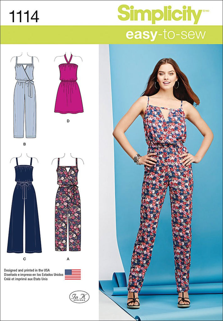 SIMPLICITY Patterns 1114 Misses' Easy Dress and Jumpsuits, A (XXS-XS-S-M-L-XL-XXL)