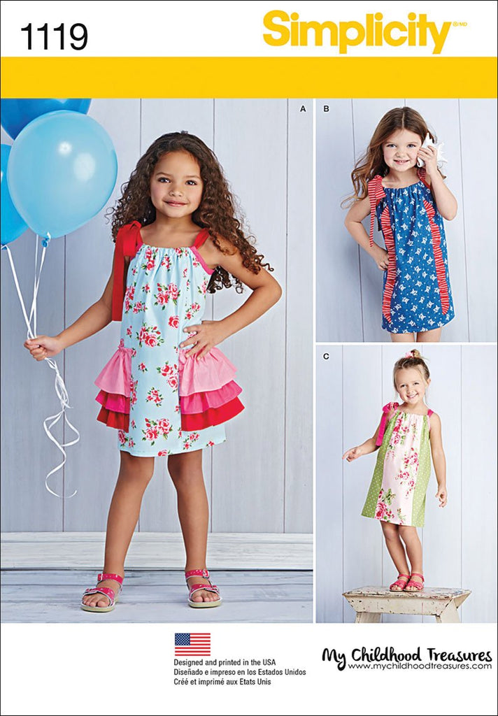 SIMPLICITY Patterns 1119 Children's Pillowcase Dresses, A (3-4-5-6-7-8)