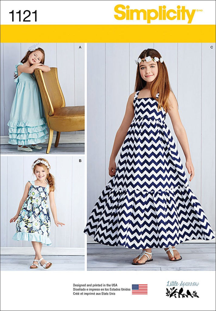 SIMPLICITY Patterns 1121 Child's and Girls' Pullover Dresses, K5 (7-8-10-12-14)