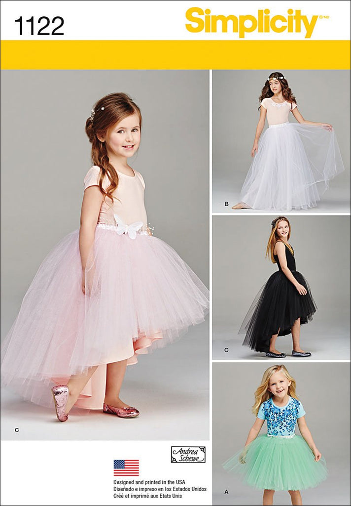 SIMPLICITY Patterns 1122 Child's and Girls' Tulle Skirts, K5 (7-8-10-12-14)