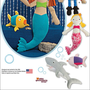 SIMPLICITY Patterns 1131 Stuffed Mermaid, Pirate, Shark and Fish, One Size