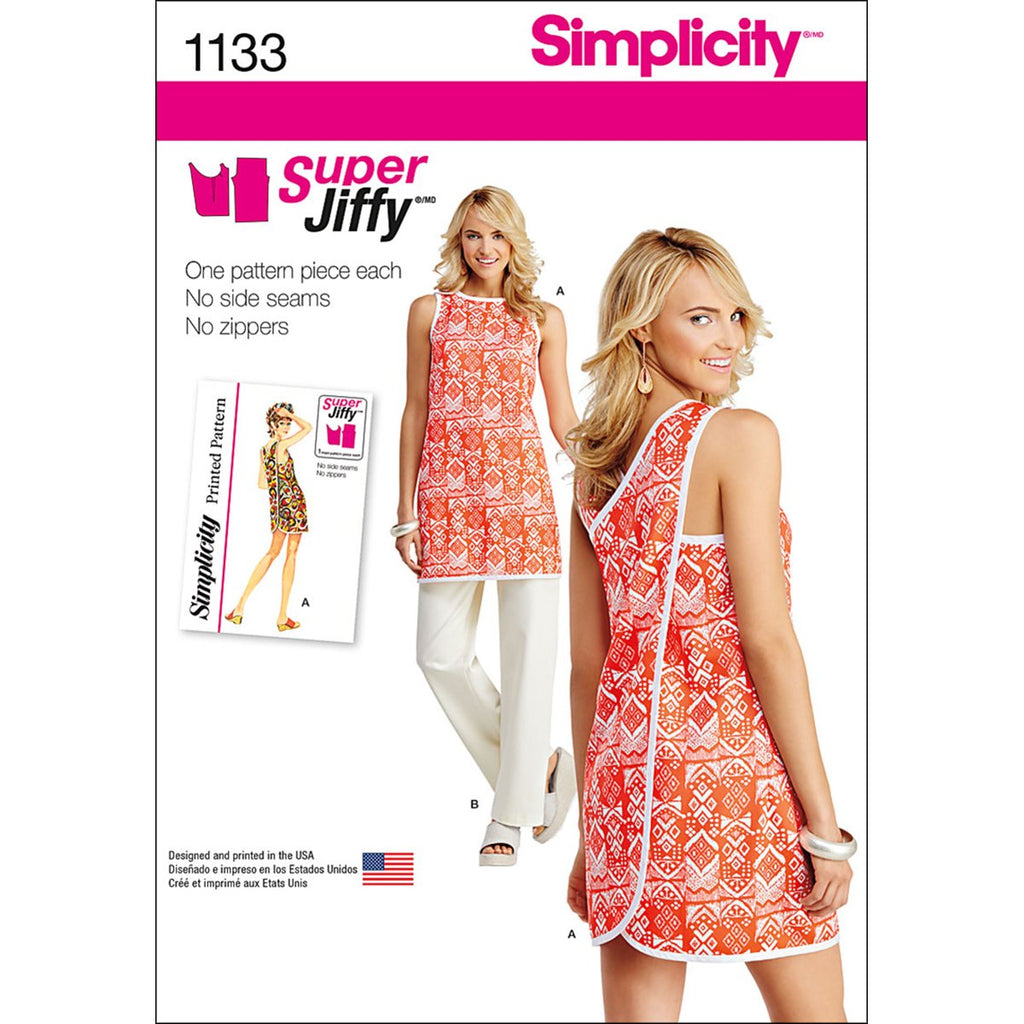 SIMPLICITY Patterns 1133 Misses' Super Jiffy Tunic and Pants, A (6-8-10-12-14-16-18)