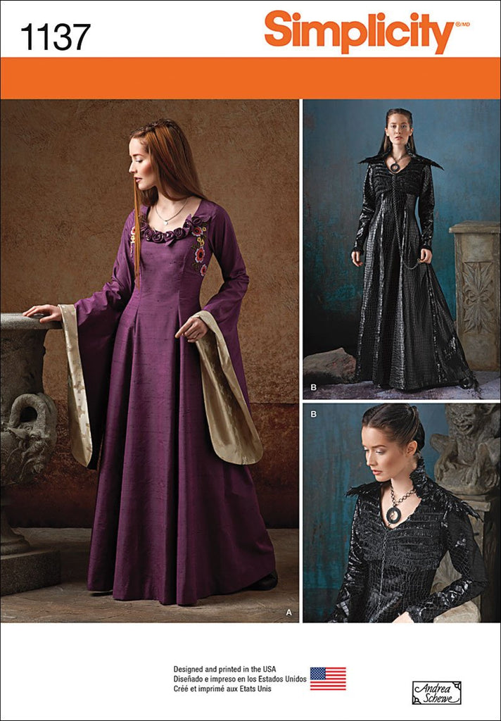 SIMPLICITY Patterns 1137 Misses' Medieval Fantasy Costumes, H5 (6-8-10-12-14)