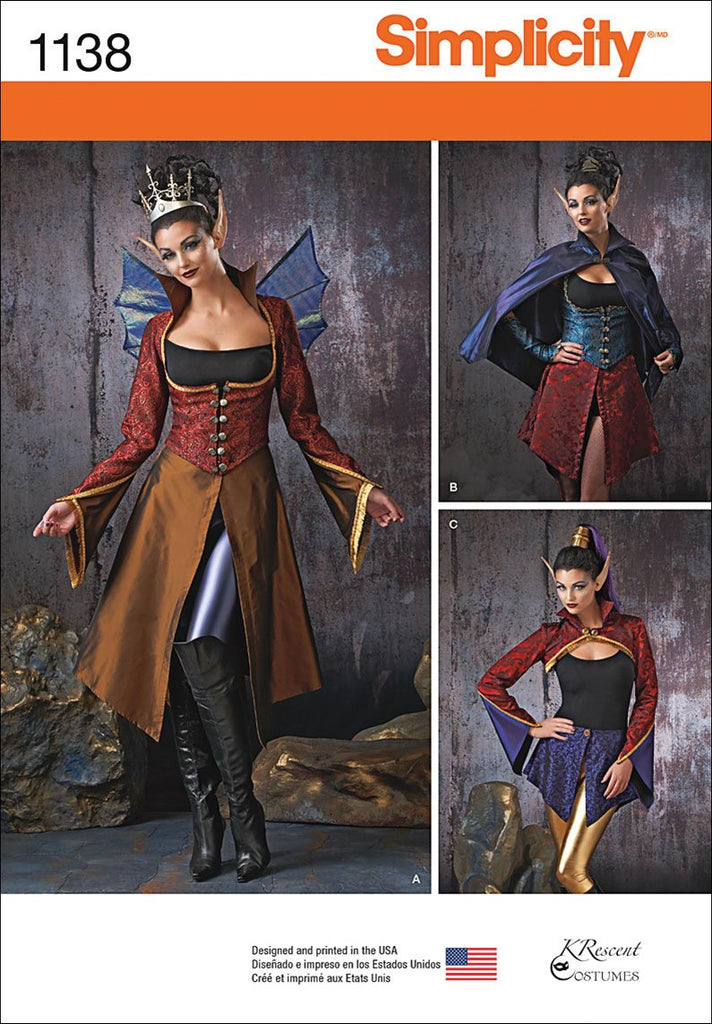 SIMPLICITY Patterns 1138 Misses' Dark Faeries Costumes, R5 (14-16-18-20-22)