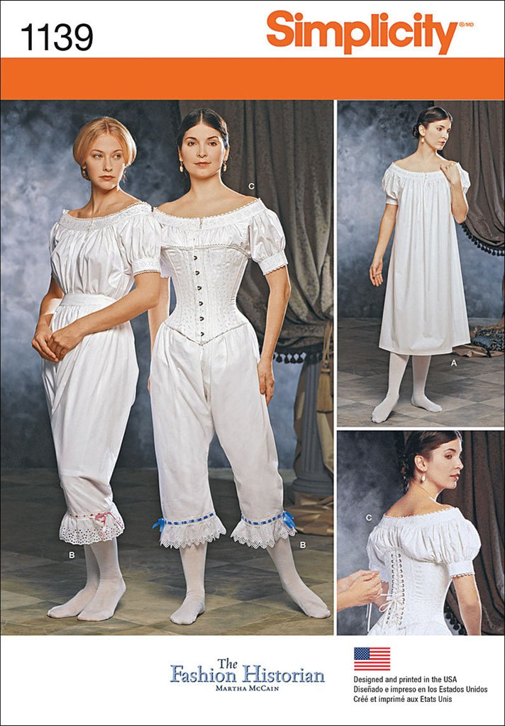 SIMPLICITY Patterns 1139 Misses' Civil War Undergarments, RR (14-16-18-20)