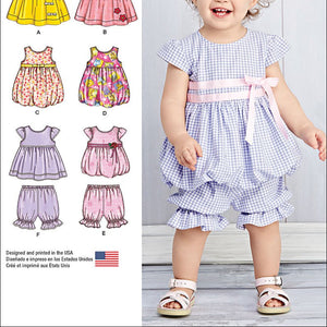 SIMPLICITY Patterns 1141 Babies' Dresses, A (XXS-XS-S-M-L)