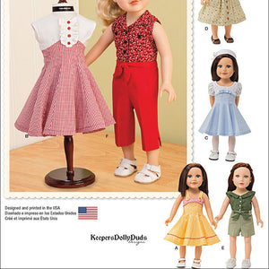 SIMPLICITY 1086 18" Doll Clothes Sewing Template, Size OS (One Size)