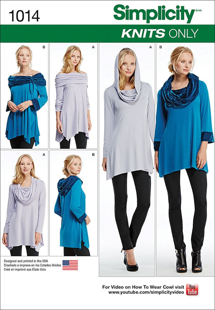 Simplicity Creative Patterns US1014A Misses Knit Tunics, Size A (XXS-XS-S-M-L-XL-XXL)