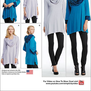 Simplicity Creative Patterns US1014A Misses Knit Tunics, Size A (XXS-XS-S-M-L-XL-XXL)