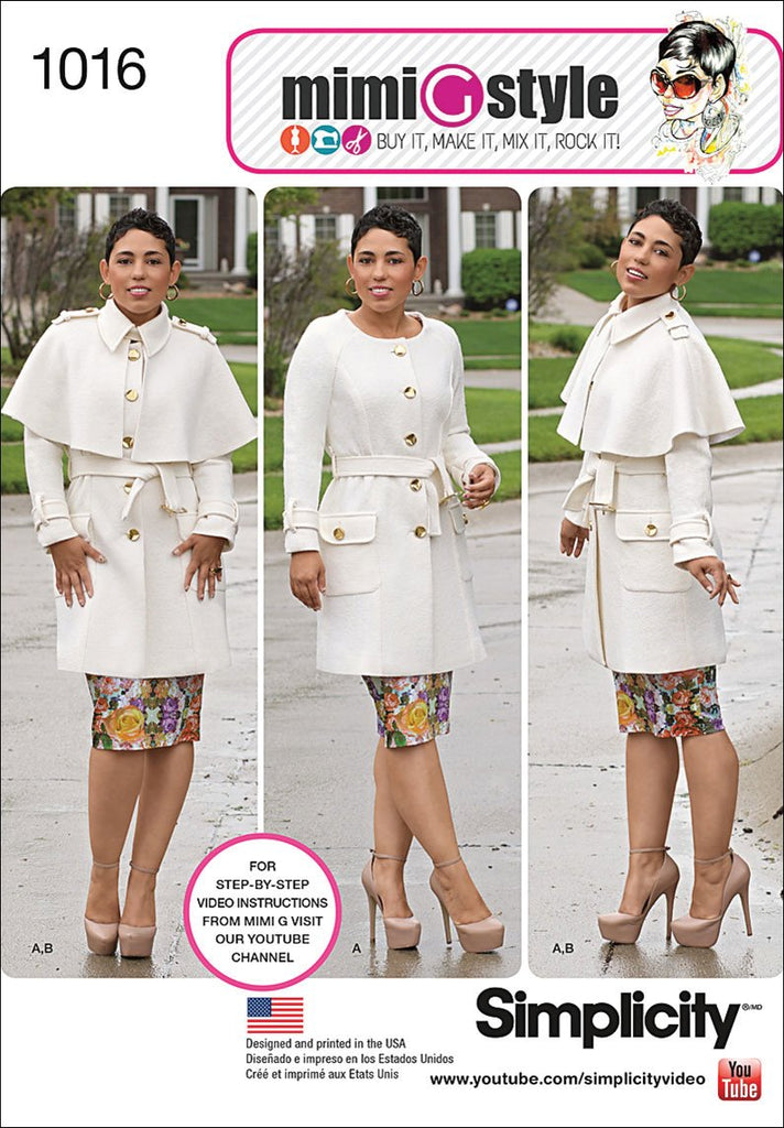 Simplicity Creative Patterns US1016AA Misses and Plus Coat by Mimi G Style, Size AA (10-12-14-16-18)