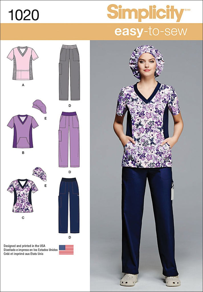 Simplicity Creative Patterns US1020AA Misses and Plus Scrubs, Size AA (10-12-14-16-18)