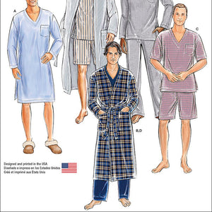 Simplicity Creative Patterns US1021A Mens Classic Pajamas and Robe, Size A (XS-S-M-L-XL)