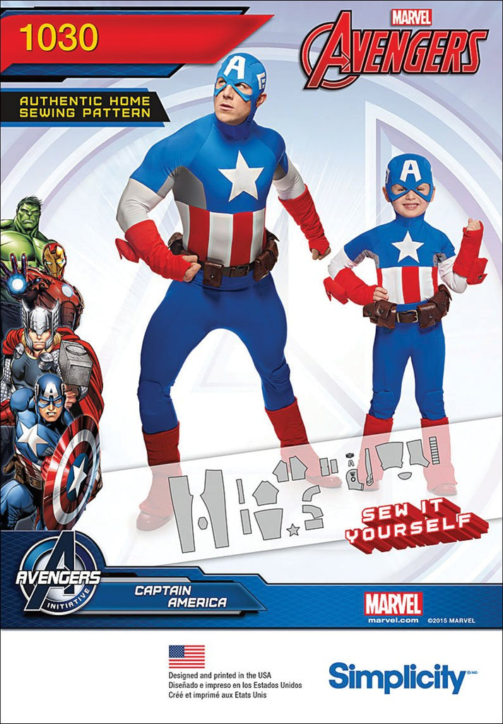 Simplicity Creative Patterns US1030A Boys and Men's Captain America Costume, Size A (3-8/S-XL)