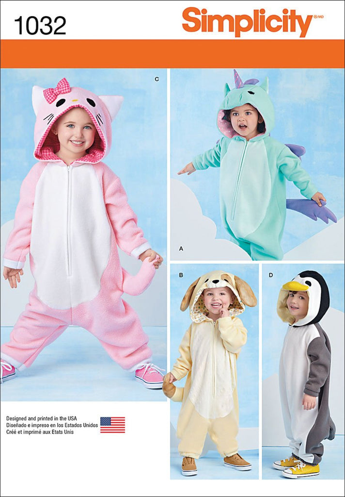 Simplicity Creative Patterns US1032A Toddlers Animal Costumes, Size A (1/2-1-2-3-4)