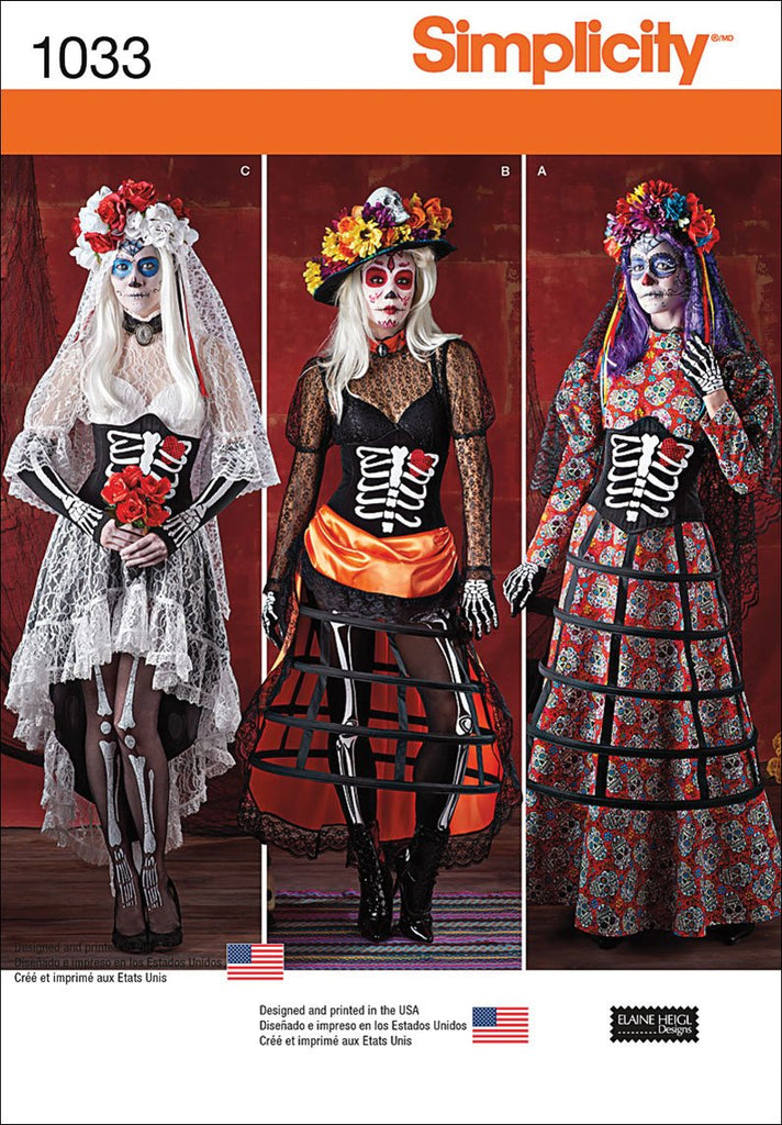 Simplicity Creative Pattern 1033 Misses' Day of the Dead Costumes, Size R5 (14-16-18-20-22)