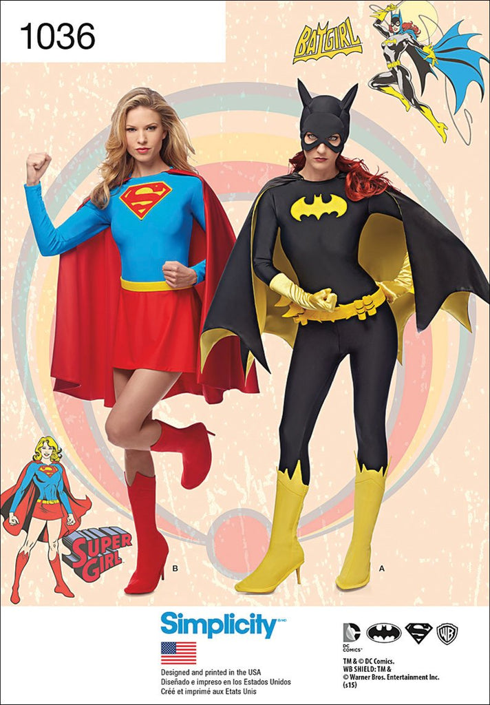 Simplicity Creative Patterns US1036H5 Misses Supergirl and Batgirl Costumes, Size H5 (6-8-10-12-14)