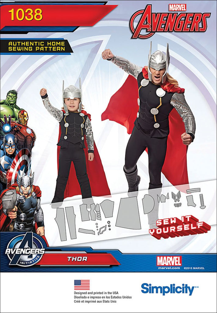 Simplicity Pattern 1038 Thor Costume for Men and Boys, Size A (3 - 8 / XS - XL)