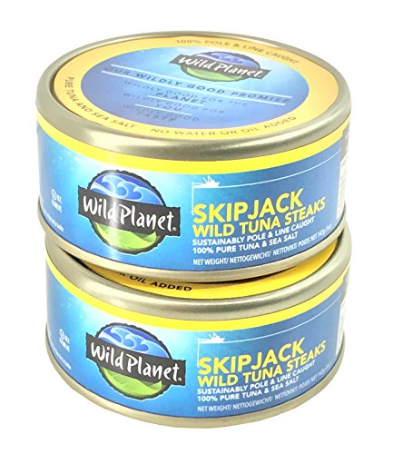 Wild Planet Skipjack Wild Tuna Steaks with Sea Salt - No Water or Oil 142g (Pack of 2)