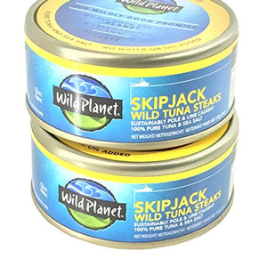 Wild Planet Skipjack Wild Tuna Steaks with Sea Salt - No Water or Oil 142g (Pack of 2)
