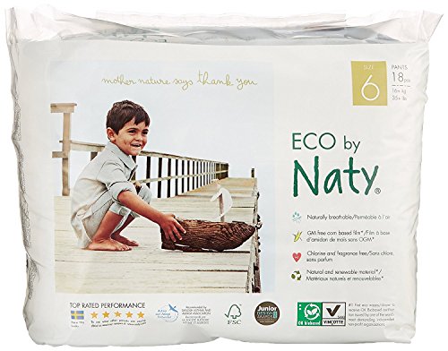 Eco by Naty Pull-Ups, Size 6, 18 Diapers, +16kg, Plant Based Premium Ecological Pull-Ups with No Nasty Chemicals