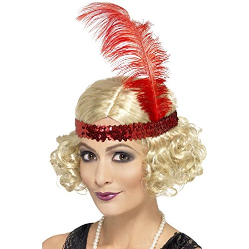 Smiffys Charleston Wig Blonde Curly with Sequin Headband