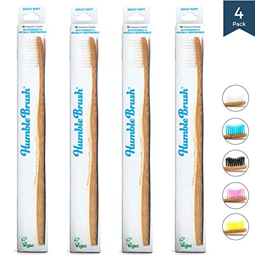 Humble Brush Bamboo Toothbrush for adults soft white 4 pcs.