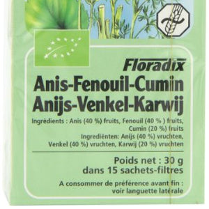 Salus Organic Aniseed Fennel Caraway Herbal 15 Teabags (Pack of 6, Total 90 Teabags)