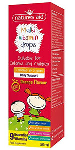 Natures Aid Orange Flavour Multi-Vitamin Drops for Infants and Children, 200 g