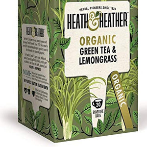Heath& Heather Organic Green Tea & Lemongrass 20 Bags (Pack of 2)