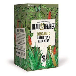 Heath & Heather Organic Green Tea & Aloe Vera 20 Bags (Pack of 4)
