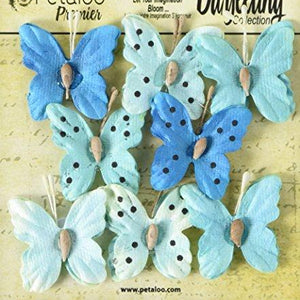 Petaloo Darjeeling Teastained Butterflies (8 Pack), 1.5", Teal