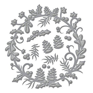 Spellbinders S4-632 Shapeabilities Holly Berry Wreath Etched/Wafer Thin Dies