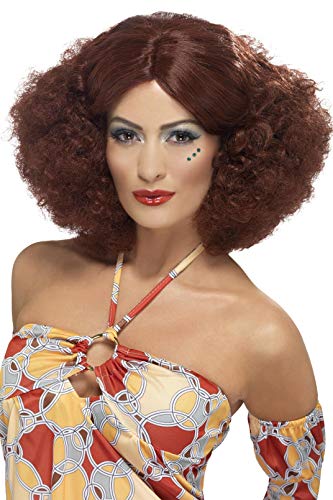 Smiffys 70's Afro Wig Auburn with Middle Parting