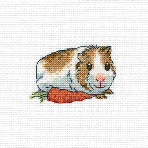 RTO H261 14 Count Cavy with Carrot Counted Cross Stitch Kit, 4" by 4", Multicolor